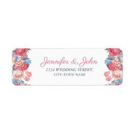 Akvarell Rosa Rosor Chic Bröllops Returadress Etikett