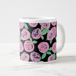 Akvarell, rosa rosor jumbo mugg