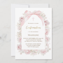akvarell rosa rosor konfirmation inbjudningar