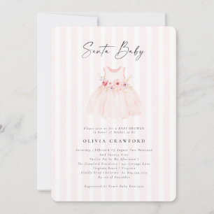 Akvarell Rosa Santa Baby Jul Baby Shower Inbjudningar