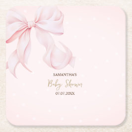 Akvarell Rosa Slinga Rosa Prickar Baby Shower Underlägg Papper Kvadrat