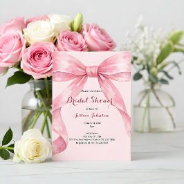 Akvarell Rosa Slöja Bröllopsfest Inbjudningar