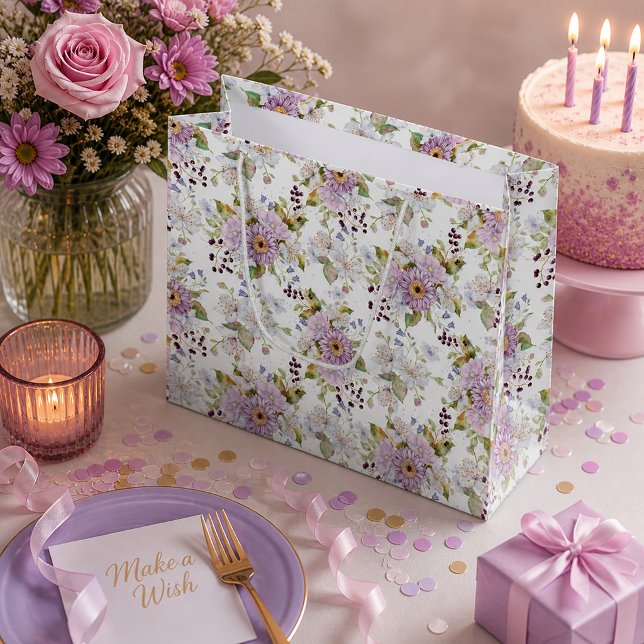 Akvarell Rosa Vildblomma Blommig Design (Wildflower Pattern Monogram Name Gift Wrap)