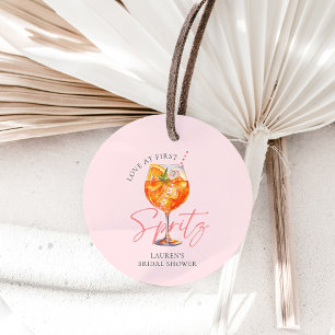 Akvarell Rosabränd Aperol Spritz Bröllopsdusch Gåvor Etiketter