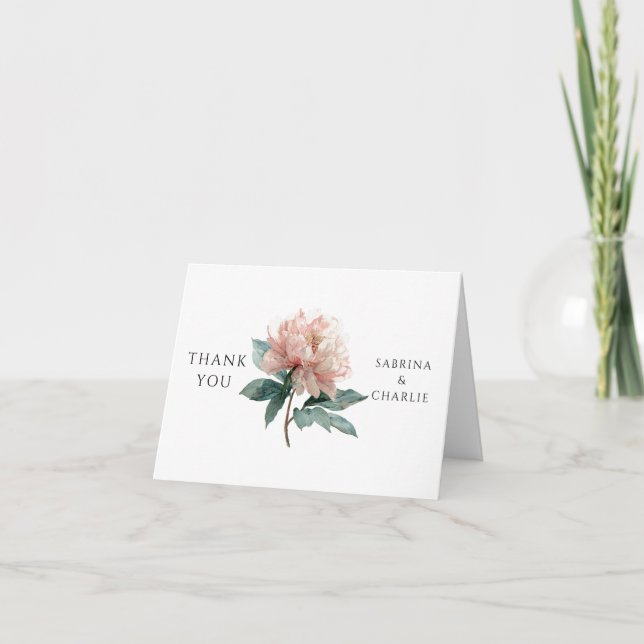 Akvarell Rosabruden Elegant Blomma Tack Kort (Framsida)