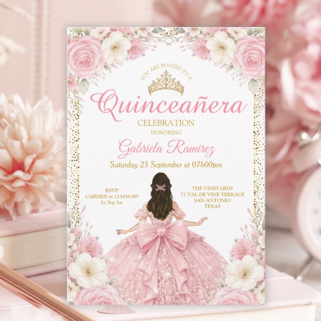 Akvarell Rosé Guld Tiara Inbjudan (Skapare uppladdad)