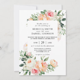 Akvarell Rosenskära Blommor & Grönska Bröllop Inbjudningar