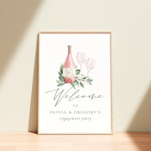 Akvarell Rosévin Botanisk Evenemang Välkomstskylt