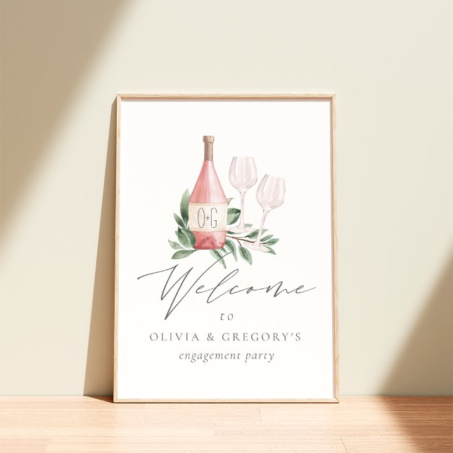 Akvarell Rosévin Botanisk Evenemang Välkomstskylt Poster (Skapare uppladdad)