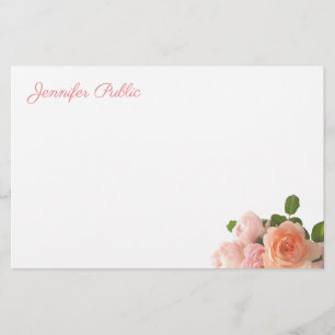 Akvarell Rosor Blommor Elegant Blommig Mall Brevpapper