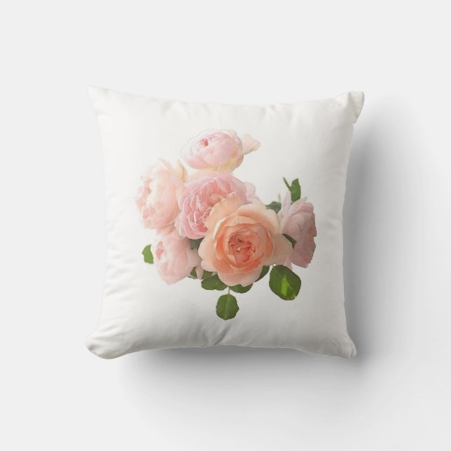 Akvarell Rosor Blommor Elegant Blommig Mall Kudde (Framsida)