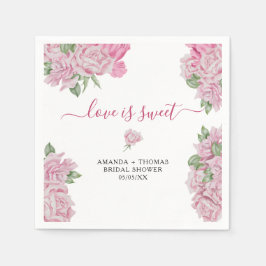 Akvarell rosor blommor - kärlek är sött pappersservett