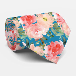 Akvarell Rosor Blomster Bröllopsbukett Slips