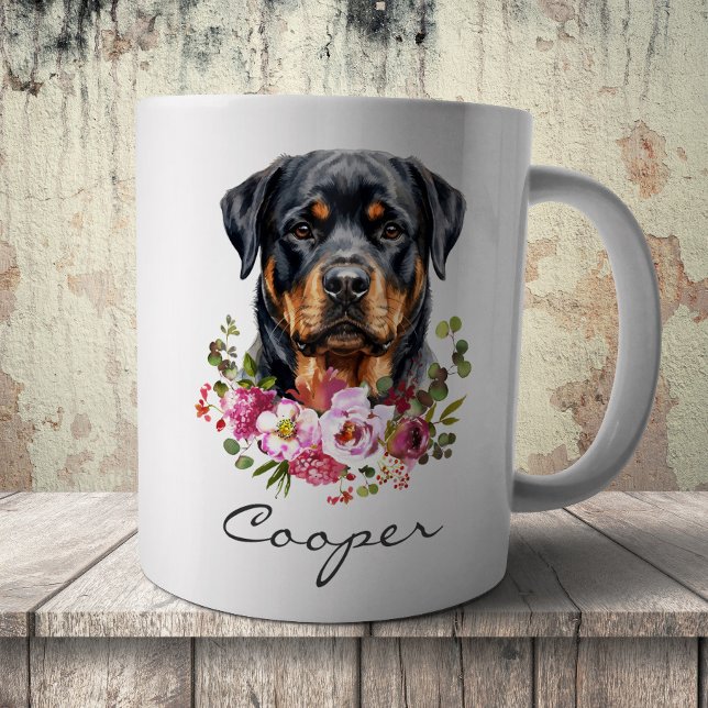 Akvarell Rottweiler Kaffemugg (Skapare uppladdad)