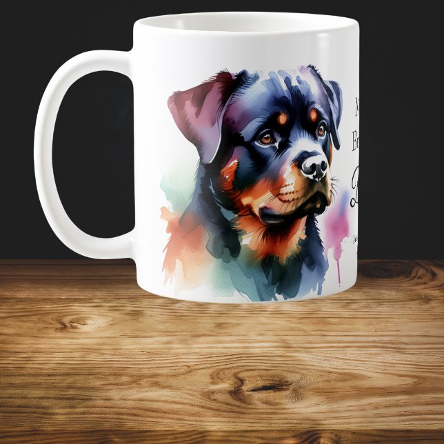   Akvarell Rottweiler Personalisera Kaffemugg (Personalize Add dogs name)