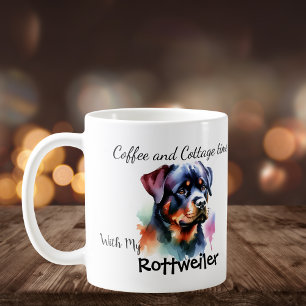 Akvarell Rottweiler vid stuga Personalisera Kaffemugg
