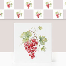 Akvarell Ruby Röd Champagne Druv Vinblad