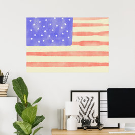 Akvarell rustic USA amerikansk flagga Poster