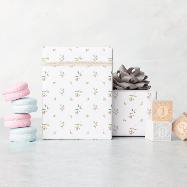 akvarell rustika blommor  presentpapper (Baby Shower)