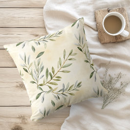 Akvarell Rustika Olivkvistar Kudde