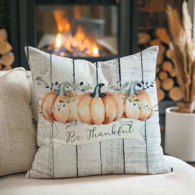 Akvarell Rustika pumpor Kudde (Watercolor Rustic Pumpkins Throw Pillow)
