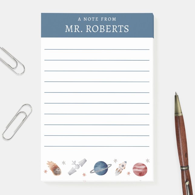 Akvarell rymden och planeterna vetenskapslärare post-it block (Skapare uppladdad)
