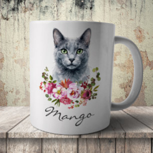 Akvarell Rysk Blå Katt Kaffemugg