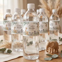 akvarell Safari Djur Baby Shower tema