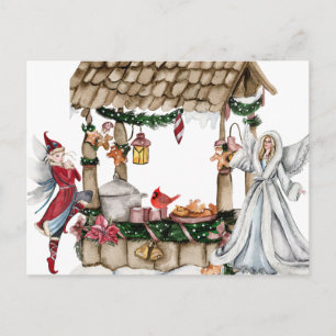 Akvarell Sagostory Christmas Ängel och Alv Helg Vykort