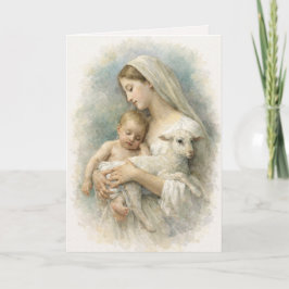Akvarell Saliga Jungfru Maria Jesus Lamm Kort
