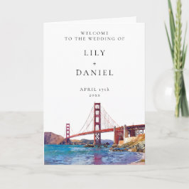 Akvarell San Francisco Elegant Bröllop Program