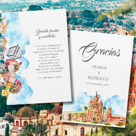 Akvarell San Miguel de Allende Rustik Bröllop Tack Kort