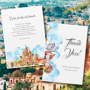 Akvarell San Miguel de Allende Rustik Bröllop Tack Kort