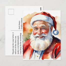 Akvarell Santa julbild Vykort