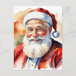Akvarell Santa julbild Vykort