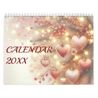 Akvarell Säsongsmässig Romantisk Pastell Kärlek Kalender