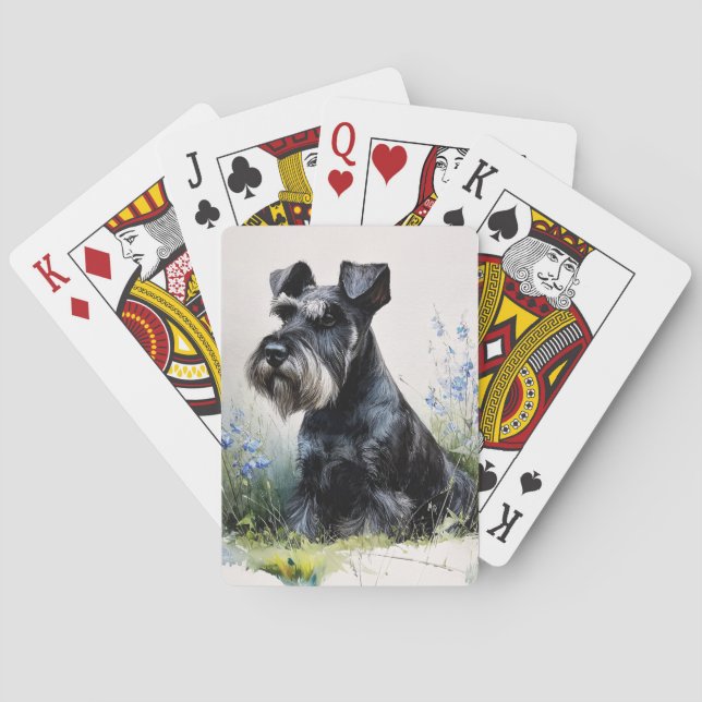 Akvarell Schnauzer Casinokort (Baksidan)