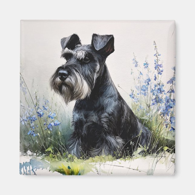 Akvarell Schnauzer Magnet (Framsidan)