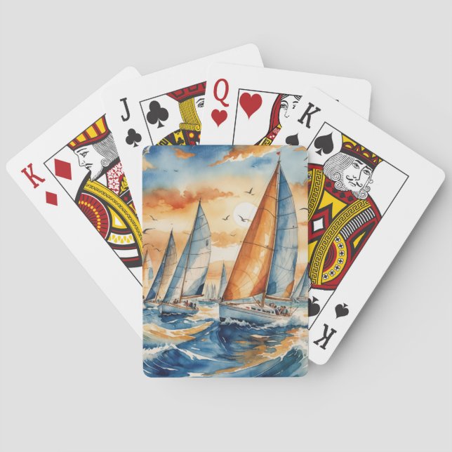 Akvarell Segelbåt Regatta Casinokort (Baksidan)