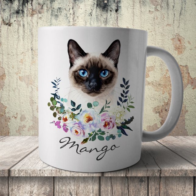 Akvarell siamesisk katt kaffemugg (Skapare uppladdad)