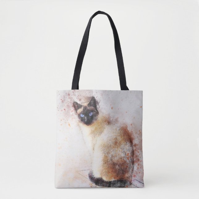 Akvarell siamesisk katt tygkasse (Framsida)