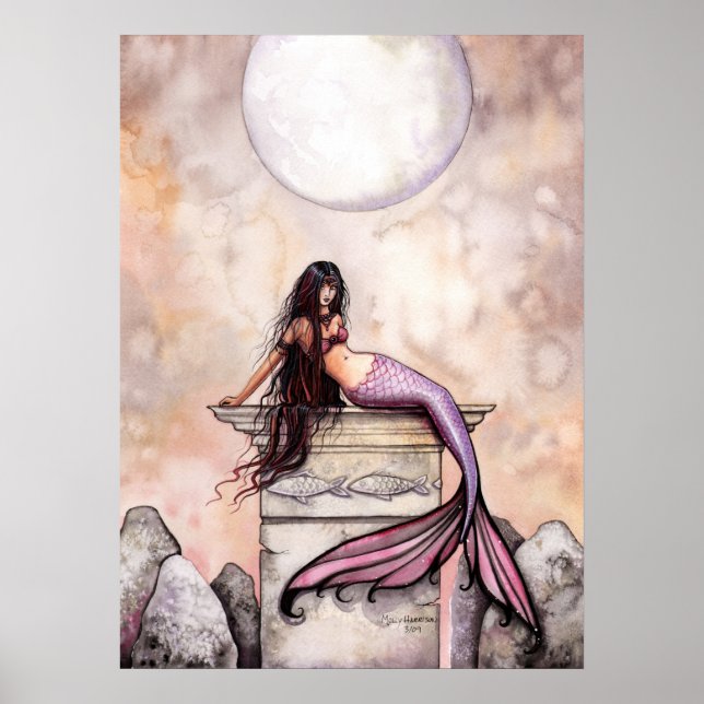 Akvarell Siren Affischtryck av Molly Harrison Poster (Framsidan)