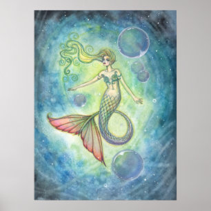 Akvarell Siren Fantasykonst av Molly Harrison Poster