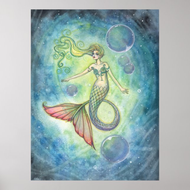 Akvarell Siren Fantasykonst av Molly Harrison Poster (Framsidan)