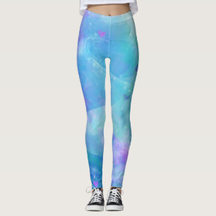 Akvarell Siren Svans Fantasi Förtrollad Ocean Leggings