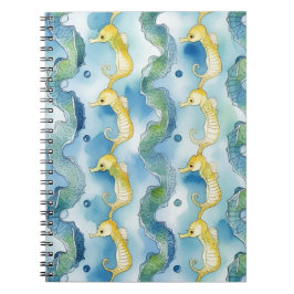 Akvarell Sjöhäst Mönster Strandliv Hav Konst Anteckningsbok