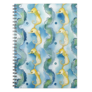 Akvarell Sjöhäst Mönster Strandliv Hav Konst Anteckningsbok