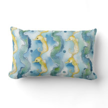 Akvarell Sjöhäst Mönster Strandliv Hav Konst