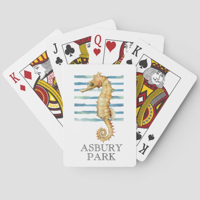 Akvarell Sjöhästar Strand Kust  Casinokort (Baksidan)