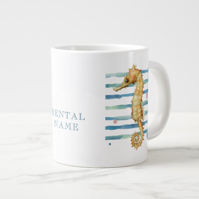 AKVARELL SJÖHJÄRTA SEMESTERUTHYRNING  JUMBO MUGG (Framsida höger)
